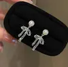 Pendientes de Tachuela de Flor de Perla Esmaltada de Plata de Ley 925 con Circonita para Mujer, Nuevo Estilo Popular, Joyería para Orejas de Lujo Ligero de Alta Gama, Clásicos