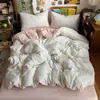 Conjunto de Roupa de Cama Grau A para Mãe e Bebê Conjunto de Quatro Peças Adequado para Dormir Nu Lençol de Gaze de Camada Dupla Capa de Edredom Conjunto de Três Peças para Dormitório de Estudante
