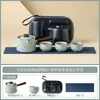 Tetera de Cerámica Tianqing Ru Kiln con Rama de Flor de Ciruelo y Diseño de Clavo, Juego de Té de Viaje, Kit Portátil para Beber Té