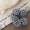 Nuevo tejido de primavera cuadros flor tridimensional anillo para el pelo cuerda para el pelo de niños cuerda para la cabeza bola
