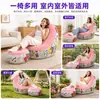 Sofá hinchable de PVC flocado con forma de macarrón Yunlan, set de camping para exteriores con reposapiés, sofá perezoso de ocio y tumbona