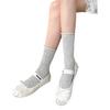 Calcetines grises para mujer de verano delgados rizados de media caña calcetines de malla de algodón estilo japonés ballet apilados verano