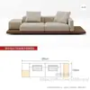 Sofá de nogal estilo japonés wabi-sabi con chaise longue para villas grandes, sofá de esquina de madera maciza creativo para sala de estar con tapicería de tela tecnológica