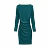 Vestido de Otoño Temprano Estilo Chica Caliente Deseo Puro con Diseño de Hombro Único Diagonal Cuello Diagonal de Manga Larga Ajustado al Cuerpo Adelgazante con Envoltura en la Cadera para Mujer