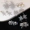 Pendientes de Copo de Nieve de Perla y Circonita Estrellada Estilo Princesa Elsa, Pendientes Lujosos y Elegantes con un Toque de Alta Gama para Mujeres