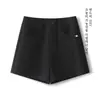 Shorts minimalista de mistura de lã de cintura alta para mulheres, nova coleção outono/inverno 2026, corte A, modelagem que afina a silhueta, casual, perna larga, bootcut