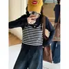 Conjunto Casual de Otoño para Niña: Conjunto de Dos Piezas Grande para Niñas Estilo Coreano, Blusa Falsa de Dos Piezas y Pantalones de Pierna Ancha de Mezclilla para Primavera-Otoño