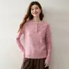 ¡26 Viajes de Alta Gama! Suéter de Cachemira para Mujer Cuello Redondo Manga Larga Tejido Pulóver Suéter Otoño Invierno Pelusa Fina Capa Base Superior