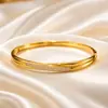 Fábrica de origen directo transfronteriza: Pulsera delgada de doble capa con circonitas escalonadas, accesorio simple para el día a día para mujer, disponible al por mayor