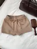 Shorts de Tricô de Lã Macia Estilo Coreano Feminino Outono/Inverno Soltos Versáteis Calças Pantalona Linha A Cintura Elástica Cordão Calças Casuais