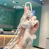 Chaveiro Criativo de Couro Cartoon Girafa Pingente de Bolsa para Casal Acessório de Moda Chaveiro de Carro Fofo