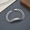 Pulsera de Plata de Ley S925 Graffiti Estilo K Joyería de Plata Retro para Hombre Pulsera Personalizada de Plata Tailandesa Sutra del Corazón Retro Mantra de Seis Caracteres para Hombres y Mujeres