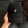 Gorra de Béisbol Bordada con Estrella de Cuatro Puntas Estilo Retro Americano para Mujer, Gorra con Visera Estilo Coreano para Cabezas Grandes, Gorra de Pico Estilo Calle para Adelgazar el Rostro para Hombre