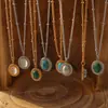 Retro Niche Joker Ins Collar de Piedra Ojo de Gato Natural Pendientes Joyería Transfronteriza Acero de Titanio Color Libre Venta al por Mayor Joyería