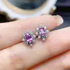 Venta al por mayor de fábrica Populares Pendientes de Zafiro Rosa Natural Plata S925 Incrustado Piedra Principal 3*5 Joyería de Lujo Venta Directa de Fábrica