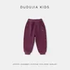 Calça de Fleece Forrada Dudu para Meninos, Calça Quente Espessa de Inverno para Meninas, Calça Casual, Roupa de Inverno para Bebês e Crianças