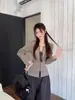 Camiseta de Manga Larga a Cuadros Bloque de Color, Consciente del Diseño, Versátil para Mujer, Otoño, Sencilla, Elegante, Corte Ajustado, Top Favorecedor para Ropa de Abrigo