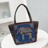 Nova Bolsa de Mão Bordada para Trabalho Estudante Lona Bolsa de Mão Bolsa Estilo Chinês Bolsa Universitária Feminina para Pessoas de Minorias