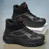Botas de Trabajo de Caña Alta para Hombre, Color Negro Otoño 2026, Suela Gruesa Antideslizante Resistente al Desgaste, con Cordones, para Senderismo y Uso Casual