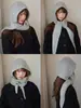Novo Estilo Chapéu de Lã Grossa Estendido com Capuz Integrado para Mulheres, Quente de Inverno, Proteção para as Orelhas, Antifrio