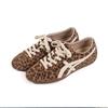 Zapatos de Entrenamiento Retro con Estampado de Leopardo de Cuero de Vaca que Aumentan la Altura 5 cm para Mujer 2025 Nuevo Estilo Tenis Casuales