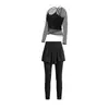 Conjunto de Roupa de Yoga de Alta Qualidade para Mulheres, Saída de Praia de Manga Longa em Renda, Conjunto Real de Duas Peças, Calças de Fitness Respiráveis, Conjunto para Treino de Pilates