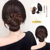 Peluca de Moño Redondo con Estampado de Leopardo, Moño de Cabello Sintético para la Parte Trasera de la Cabeza, Moño Falso Realista Atado Bajo, Esponjoso
