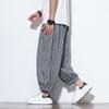 Calças Casuais Xadrez Estilo Japonês 2025 para Homens, Estilo Chinês de Verão, Calças Cropped Plus Size, Calças Lanternas Largas Soltas para Homens
