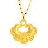 Shuibei Ouro Loja de Ouro da China Ouro 999 Colar de Ouro Pingente Marca Fu Colar Flor de Peônia Ouro Maciço Meiye Presente