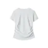Camiseta Básica de Manga Corta Versátil de Color Sólido para Mujer Heyhenry de Verano, Corte Ajustado, Ceñida a la Cintura, Cuello Redondo