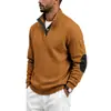 2026 Otoño Amazon Cable de Punto Jacquard Americano para Hombre Botones Cuello Alto Parche Henley Sudadera de Manga Larga