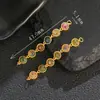 Prata de Lei S925 Banhada a Ouro Artesanato Antigo Inlaid com Turmalina da Antiga Mina Brasileira Contas Espaçadoras Pequenas de Cabacinha Oca Venda por Atacado