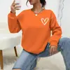 Moletom Pulôver Estampado em Formato de Coração Outono e Inverno Casual Manga Longa Gola Redonda Roupa Feminina