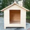 Caseta para Perros de Exterior, Impermeable, Anticorrosión y a Prueba de Viento, Casa para Perros de Madera Maciza, Casa para Mascotas de Interior y Exterior, Jaula de Madera, Cálida para Gatos, Antihielo