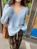 Suéter de Gola Alta Estilo Coreano Feminino Novo Outono Inverno Estilo Camada Base Roupa de Baixo Malha Solto Emagrecimento Temperamento Top