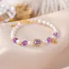 Pulsera de Amatista Natural Plateada Yilu Plata de Ley S925 Perla de Agua Dulce Pulsera de Calabaza de Cristal Fuente de Suministro Exclusiva Transfronteriza