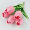 Textura PU Flores de Tulipán Plantas Verdes Flores Artificiales Decoración de Hogar Patio Exterior Simulación Fotográfica Ramo Accesorios para Fotografía