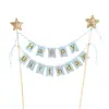 Banner de Feliz Cumpleaños Topper para Pastel Palillos Inserciones Estrella Dorada de Cinco Puntas Decoración para Hornear Inserciones Fiesta Postre Banderines