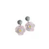 Nuevos Aretes Frescos Transparentes Rosas Pequeños de Primavera y Verano para Mujer Aretes de Resina Mate Flor Tejida Joyería para Orejas Pintura al Óleo