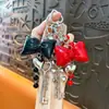 Llavero Colgante de Nudo de Cuero con Perlas, Accesorio para Bolsa de Llaves en Forma de Corazón, Llavero de Coche, Pequeño Regalo al por Mayor
