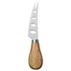 Juego de 4 cuchillos para queso de acero inoxidable con mango de madera de acacia, cortador de crema, tenedor para queso de pizza, espátula, untador de mantequilla, herramienta para hornear