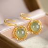 Brincos femininos banhados a ouro, safira natural, simples, modernos, europeus e americanos, elegantes, embelezados com zircônia, joias para orelha