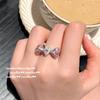 Anillo de Rosa con Lazo Manchado de Vino, Gema en Forma de Gota, Chapado en Oro de 18K, Diseño de Estrella Rosa Blush, Artesanía Antidesvanecimiento