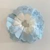 Scrunchie Branco de Renda Vazada Quadrado Estilo Francês para Cabelo, Prendedor Grande com Laço e Flor de Fita