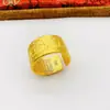 Anel feminino banhado a ouro de cobre com fornecimento ao vivo, simples, com seis caracteres, sutra do coração da verdade, joia masculina, anel ajustável, atacado