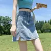 Falda de Mezclilla Ajustada de Cintura Alta con Abertura para Chicas, Nueva de Verano para Mujer, Larga de Corte A, Cubre-Cuerpo Retro, Corta que Cubre la Cadera