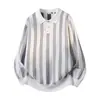 Camisa polo, suéter de malha com gola alta, jacquard de malha listrado vertical masculino, texturizado, estilo old money, business casual, outono/inverno, atacado de uma fábrica transfronteiriça
