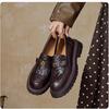 ¡Listo en Stock y Enviado en Segundos! Zapatos Pequeños de Cuero Estilo Británico Plisado Retro con Hebilla de Camelia Tacón Grueso Suela Gruesa Mocasines Planos para Mujer