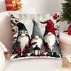 Fundas de cojín navideñas retro más vendidas transfronterizas, con una combinación de colores rojo y gris y estampados de muñecas, perfectas para decoraciones navideñas y venta al por mayor