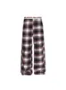 Calça Casual Feminina 2026 Primavera Nova Estilo College Retrô Americano Blocos de Cor Cintura com Cordão Perna Reta Solta